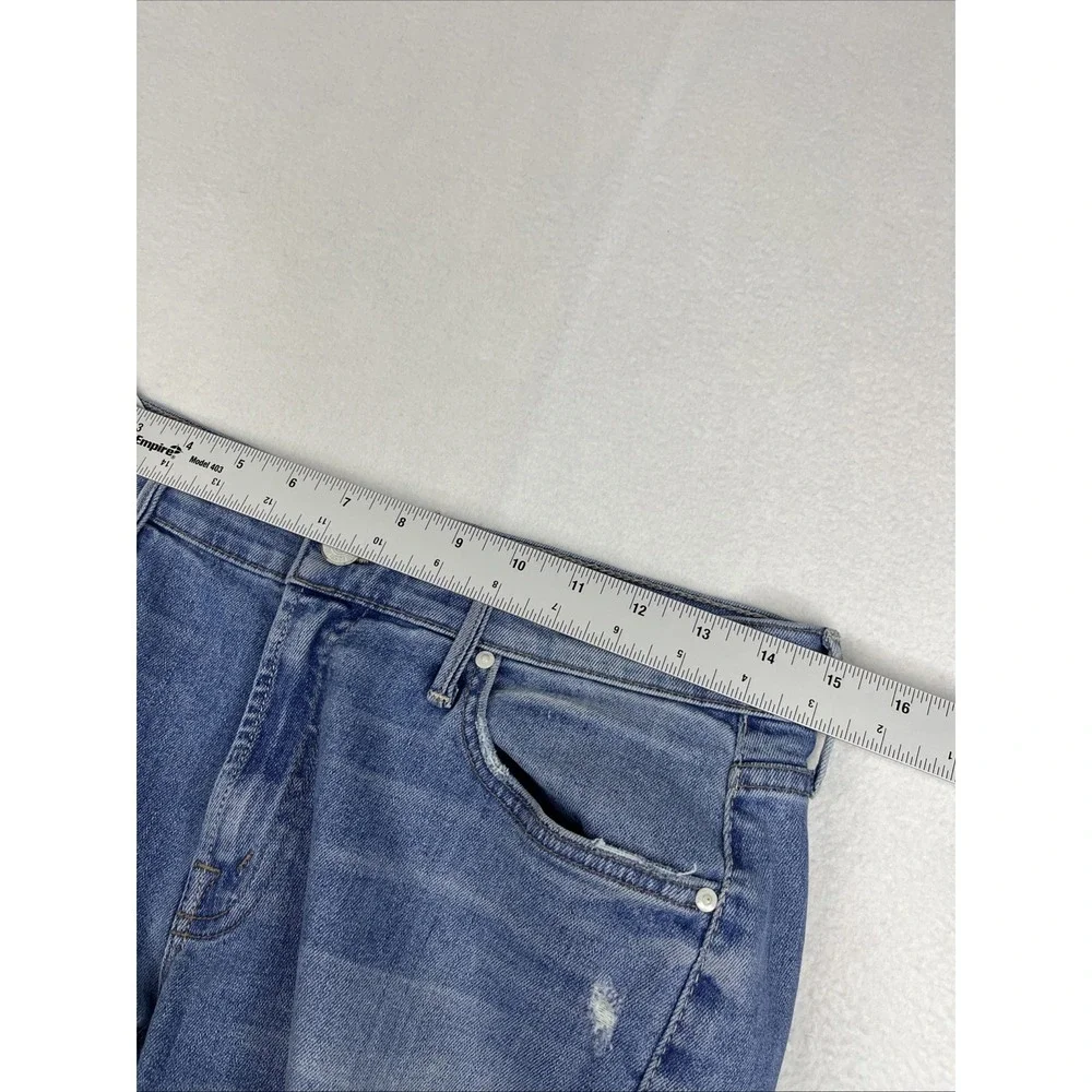 Mother Undone Drop Out Hem Cliffhanger Jeans Blue Size 27 Distressed Low Rise